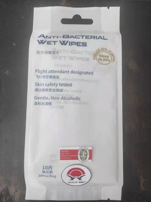 Tisu Basah Anti-Bakteri yang Ditunjuk oleh Pramugari 10 Pcs Per Kantong