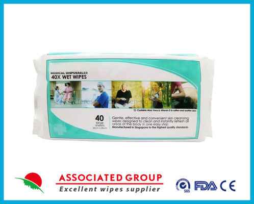 Pembersih Non Woven Besar 30cm X 20cm OEM Wet Wipes untuk Kulit Sensitif 40 Pcs/Pkt