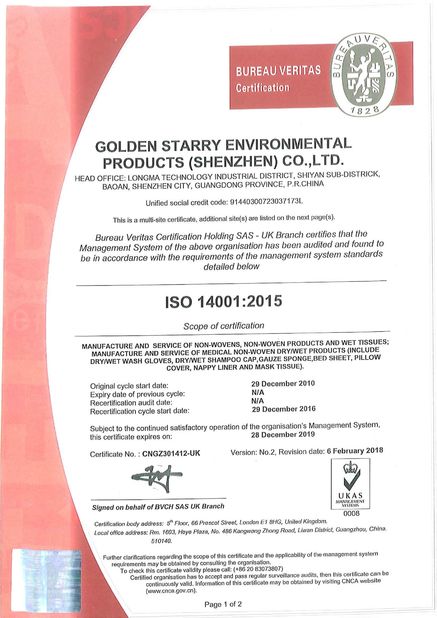 Cina Golden Starry Environmental Products (Shenzhen) Co., Ltd. Sertifikasi